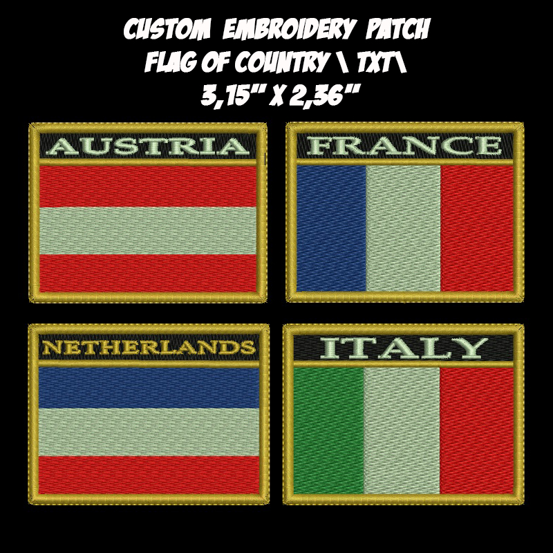 Flag  Austria / France / Netherlands / Italy embroidery patch