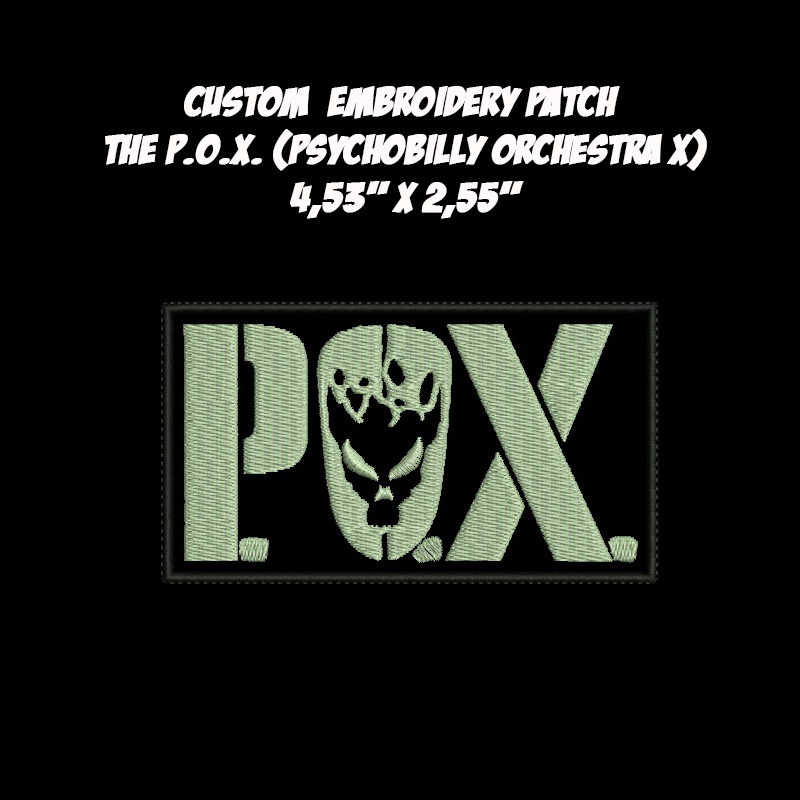 The P.O.X. \Psychobilly Orchestra X\ Psychobilly band embroidered patch